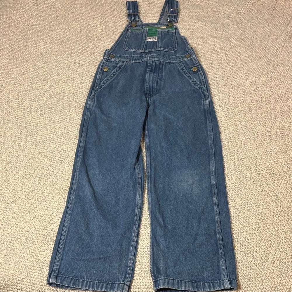 Liberty Denim Overalls with Green Trim Youth